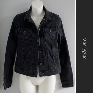 Miss Me Distressed Denim Jacket Black • Small